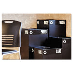 Public Square Recycling Receptacles, Plastic Recycling, 25 gal, Steel, Black