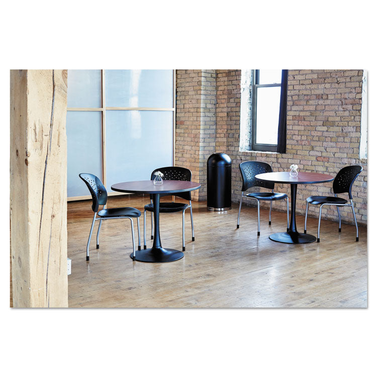 Dome Top Receptacle with Open Top, 15 gal, Steel, Black