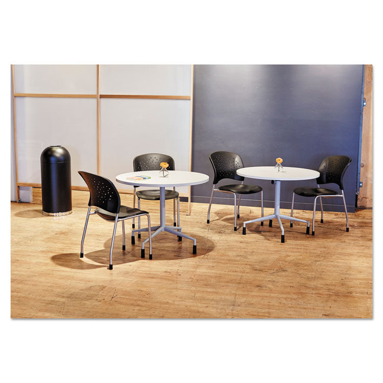 Dome Top Receptacle with Open Top, 15 gal, Steel, Black