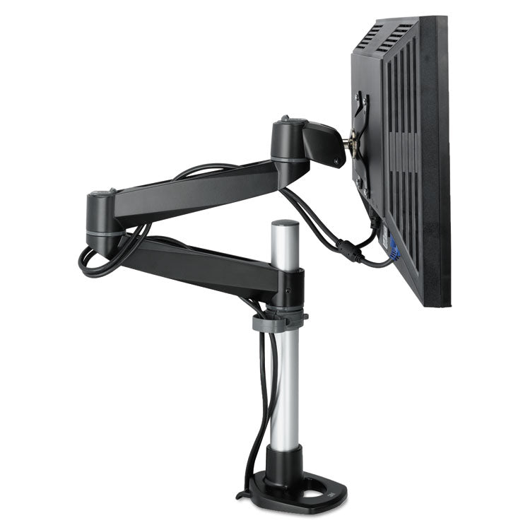 Dual-Swivel Monitor Arm, 360 Degree Rotation, +15 Degree/-90 Degree Tilt, 180 Degree Pan, Black/Gray, Supports 30 lbs