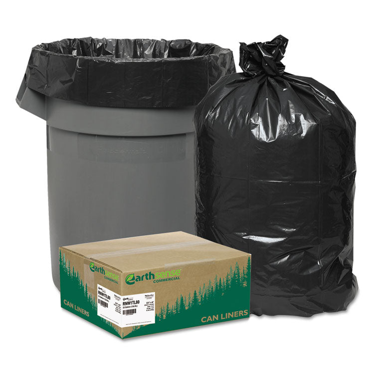 Linear Low Density Large Trash and Yard Bags, Open-Face, 33 gal, 0.9 mil, 32.5" x 40", Black, 80/Carton