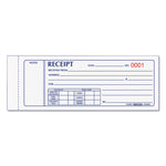 Receipt Book, Three-Part Carbonless, 7 x 2.75, 4 Forms/Sheet, 50 Forms Total