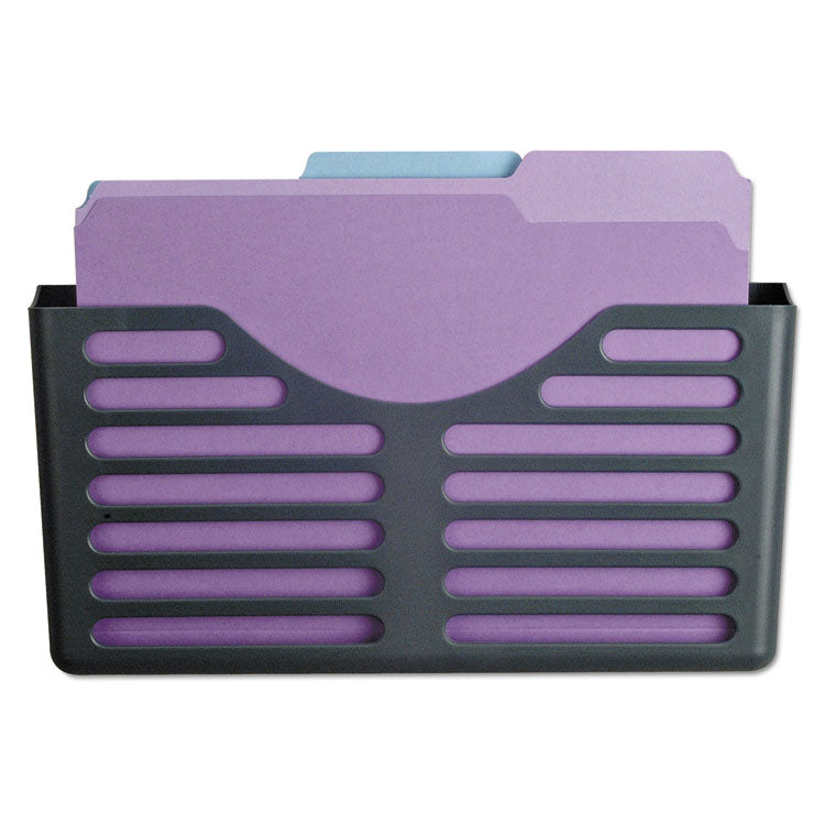 Recycled Plastic Cubicle Single File Pocket, Cubicle Pins Mount, 13.5 x 3 x 7, Charcoal