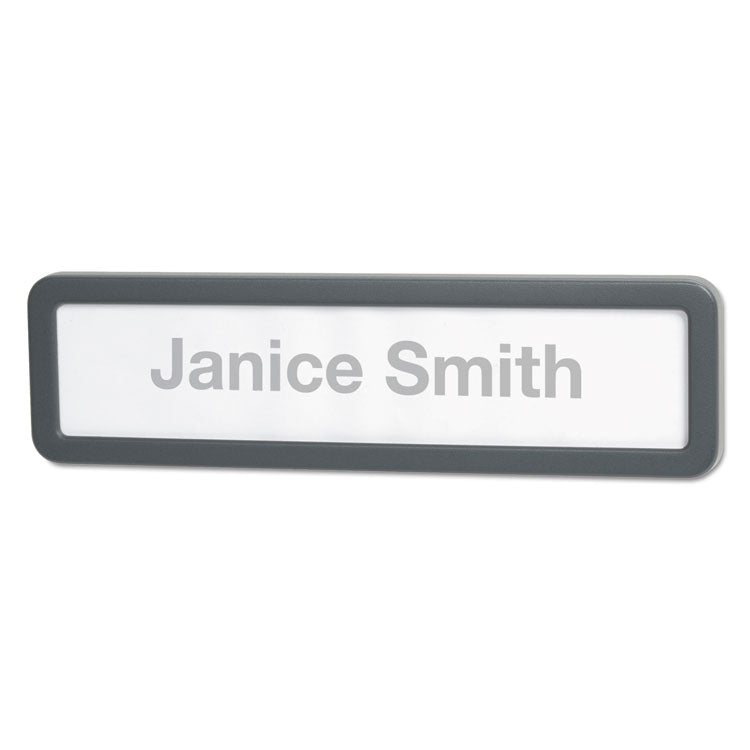 Recycled Cubicle Nameplate with Rounded Corners, 9 x 2.5, Charcoal