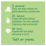 Free and Clear Baby Wipes, 7 x 7, Unscented, White, 64/Flip-Top Pack