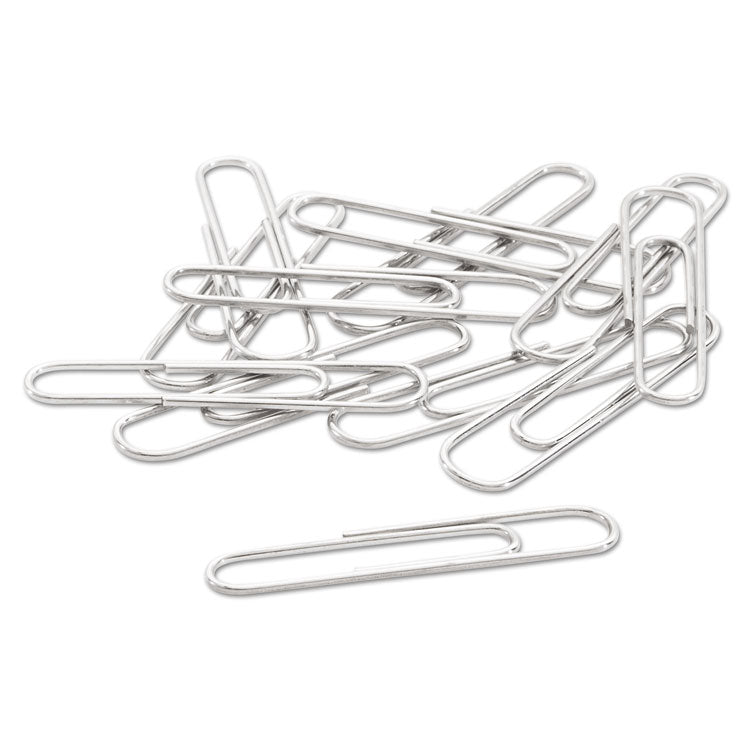 Paper Clips, #1, Smooth, Silver, 100 Clips/Box, 10 Boxes/Pack