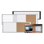 Cubicle Workstation Dry Erase Board, Combo Magnetic Dry Erase/Bulletin, 48" x 18", Tan/White Surface, Satin Aluminum Frame