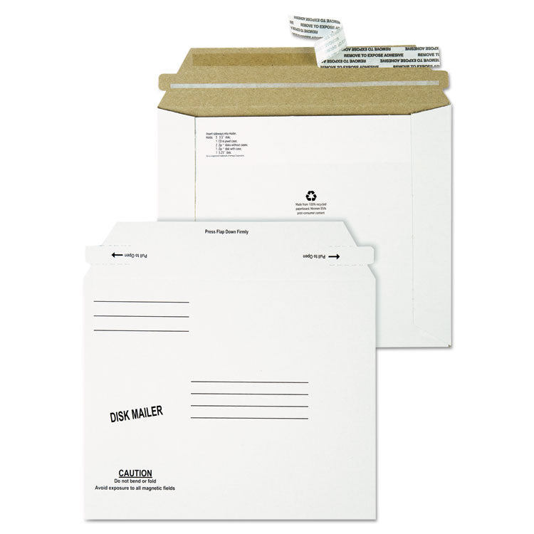 Economy Disk/CD Mailer for CDs/DVDs, Square Flap, Redi-Strip Adhesive Closure, 7.5 x 6.06, White, 100/Carton