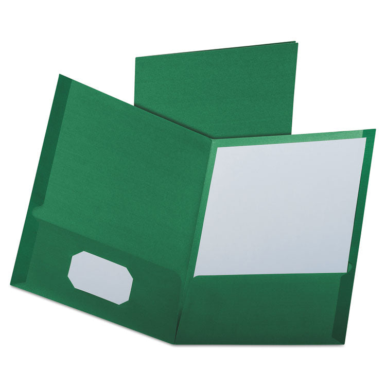 Linen Finish Twin Pocket Folders, 100-Sheet Capacity, 11 X 8.5, Hunter Green, 25/box