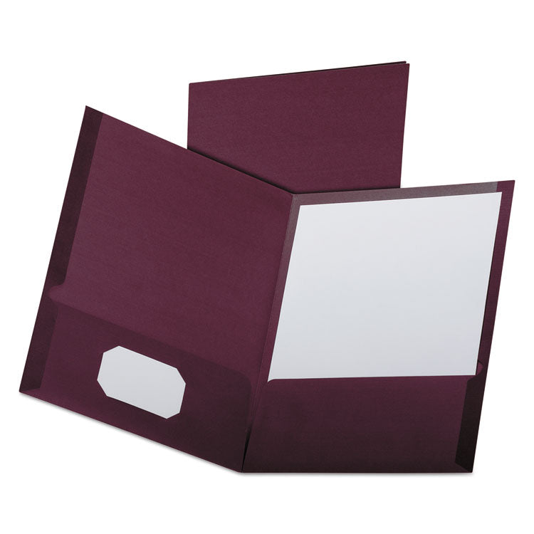 Linen Finish Twin Pocket Folders, 100-Sheet Capacity, 11 X 8.5, Burgundy, 25/box