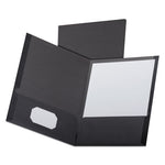 Linen Finish Twin Pocket Folders, 100-Sheet Capacity, 11 X 8.5, Black, 25/box