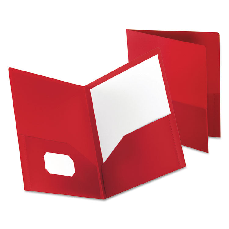 Poly Twin-Pocket Folder, 100-Sheet Capacity, 11 X 8.5, Opaque Red