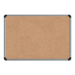 Cork Board with Aluminum Frame, 24" x 18", Tan Surface, Satin Aluminum Frame