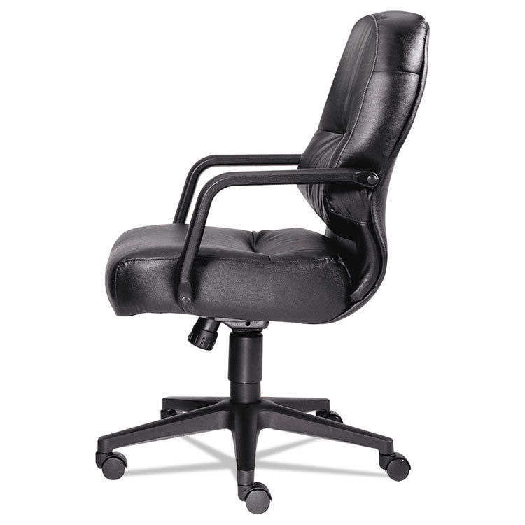 Pillow-Soft 2090 Series Leather Managerial Mid-Back Swivel/tilt Chair, Supports 300 Lb, 16.75" To 21.25" Seat Height, Black