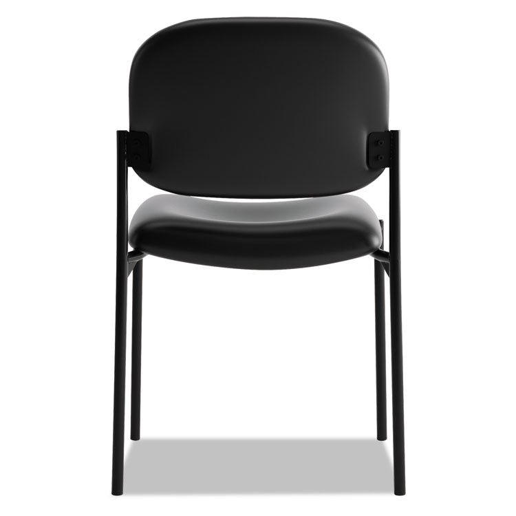 VL606 Stacking Guest Chair without Arms, Bonded Leather Upholstery, 21.25" x 21" x 32.75", Black Seat, Black Back, Black Base