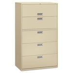 Brigade 600 Series Lateral File, 4 Legal/letter-Size File Drawers, 1 Roll-Out File Shelf, Putty, 42" X 18" X 64.25"