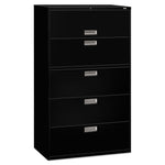 Brigade 600 Series Lateral File, 4 Legal/letter-Size File Drawers, 1 Roll-Out File Shelf, Black, 42" X 18" X 64.25"