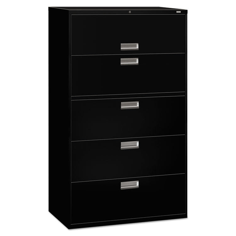 Brigade 600 Series Lateral File, 4 Legal/letter-Size File Drawers, 1 Roll-Out File Shelf, Black, 42" X 18" X 64.25"