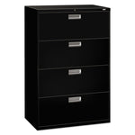 Brigade 600 Series Lateral File, 4 Legal/letter-Size File Drawers, Black, 36" X 18" X 52.5"