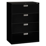 Brigade 600 Series Lateral File, 4 Legal/letter-Size File Drawers, Black, 42" X 18" X 52.5"