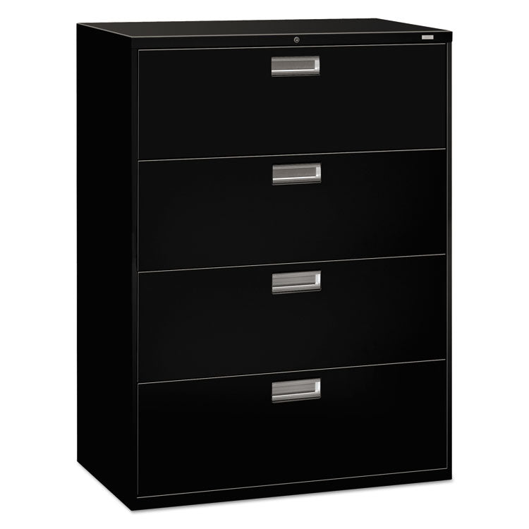 Brigade 600 Series Lateral File, 4 Legal/letter-Size File Drawers, Black, 42" X 18" X 52.5"