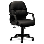 Pillow-Soft 2090 Series Leather Managerial Mid-Back Swivel/tilt Chair, Supports 300 Lb, 16.75" To 21.25" Seat Height, Black
