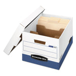 R-Kive Heavy-Duty Storage Boxes With Dividers, Letter/legal Files, 12.75" X 16.5" X 10.38", White/blue, 12/carton