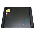 Executive Desk Pad With Antimicrobial Protection, Leather-Like Side Panels, 24 X 19, Black