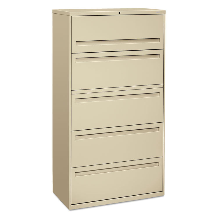 Brigade 700 Series Lateral File, 4 Legal/letter-Size File Drawers, 1 File Shelf, 1 Post Shelf, Putty, 36" X 18" X 64.25"