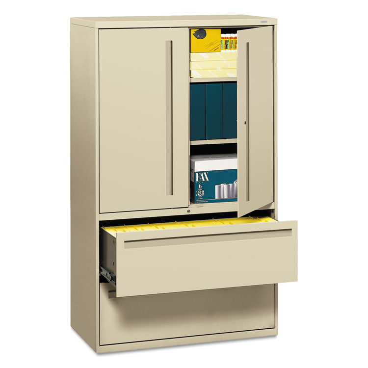 Brigade 700 Series Lateral File, Three-Shelf Enclosed Storage, 2 Legal/letter-Size File Drawers, Putty, 42" X 18" X 64.25"