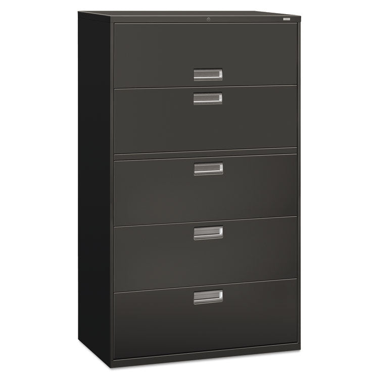 Brigade 600 Series Lateral File, 4 Legal/letter-Size File Drawers, 1 Roll-Out File Shelf, Charcoal, 42" X 18" X 64.25"