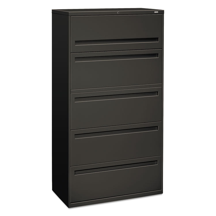 Brigade 700 Series Lateral File, 4 Legal/letter-Size File Drawers, 1 File Shelf, 1 Post Shelf, Charcoal, 36" X 18" X 64.25"