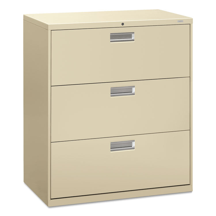 Brigade 600 Series Lateral File, 3 Legal/letter-Size File Drawers, Putty, 36" X 18" X 39.13"