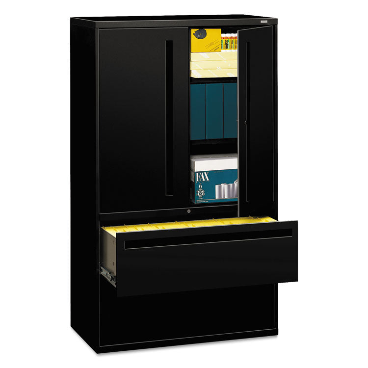 Brigade 700 Series Lateral File, Three-Shelf Enclosed Storage, 2 Legal/letter-Size File Drawers, Black, 42" X 18" X 64.25"