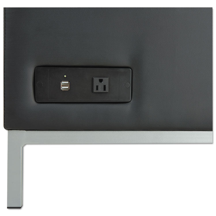 Alera QUB Series Armless L Sectional, Charging Station Center Seat, AC Outlet, (2) USB Ports, 26.38" x 26.38" x 30.5", Black