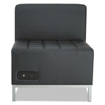 Alera QUB Series Armless L Sectional, Charging Station Center Seat, AC Outlet, (2) USB Ports, 26.38" x 26.38" x 30.5", Black