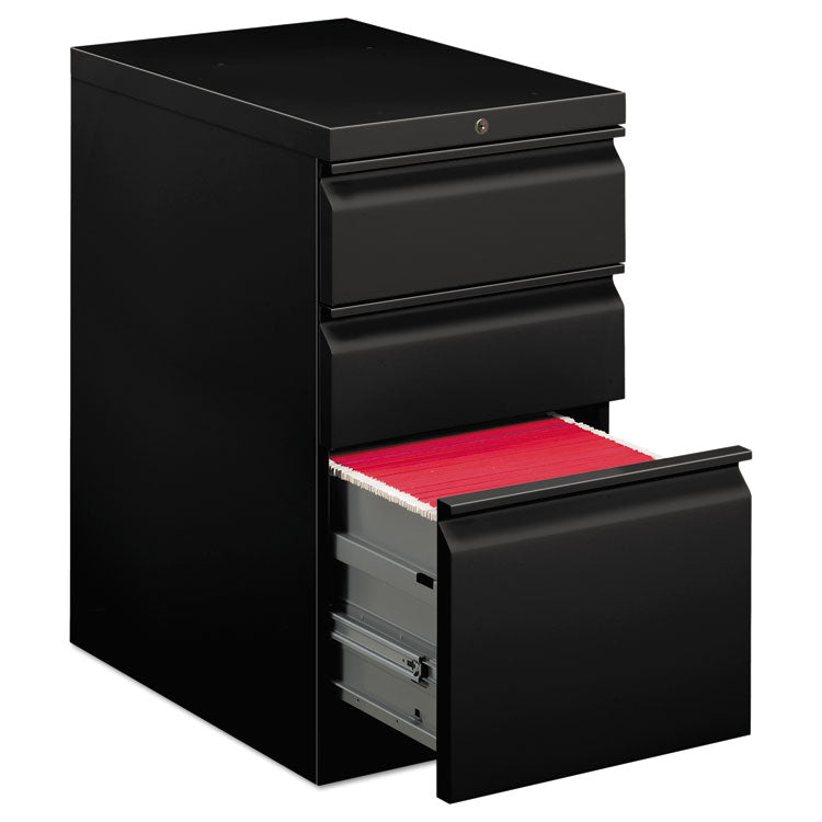 Brigade Mobile Pedestal With Pencil Tray Insert, Left Or Right, 3-Drawers: Box/box/file, Letter, Black, 15" X 22.88" X 28"