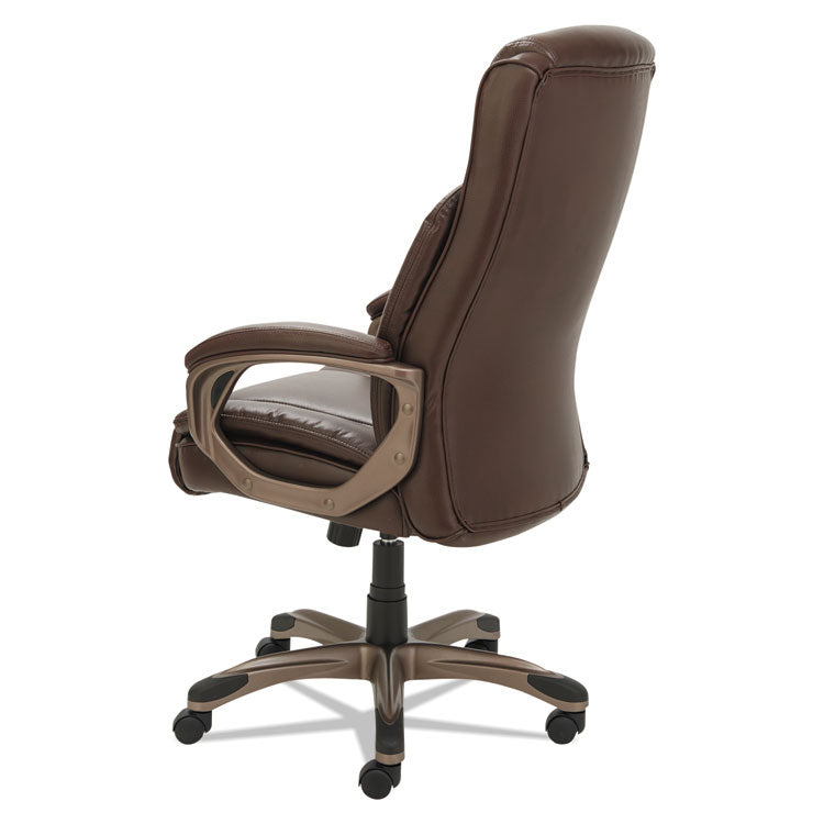 Alera Veon Series Executive High-Back Bonded Leather Chair, Supports Up To 275 Lb, Brown Seat/back, Bronze Base