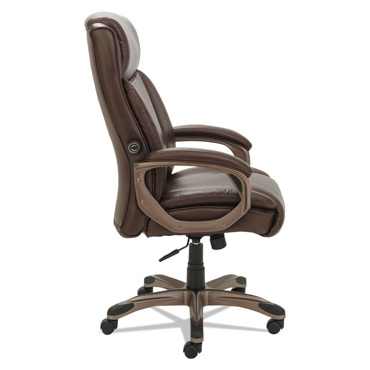 Alera Veon Series Executive High-Back Bonded Leather Chair, Supports Up To 275 Lb, Brown Seat/back, Bronze Base