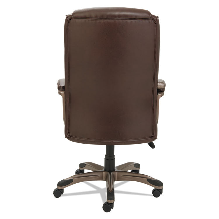 Alera Veon Series Executive High-Back Bonded Leather Chair, Supports Up To 275 Lb, Brown Seat/back, Bronze Base