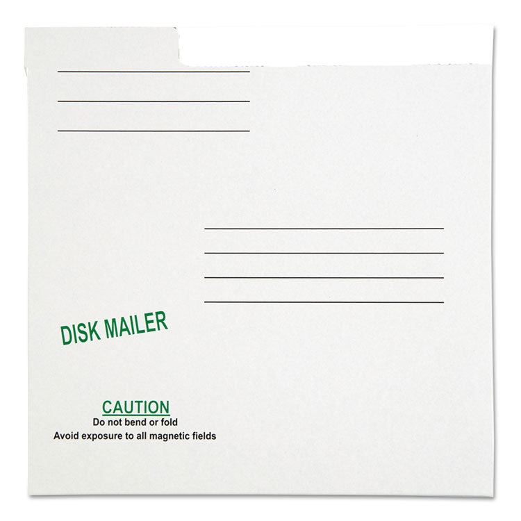 Redi-File Disk Pocket/Mailer for CDs/DVDs, Square Flap, Tuck-Tab Closure, 6 x 5.88, White, 10/Pack