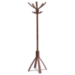 Cafe Wood Coat Stand, Ten Peg/five Hook, 21.67w X 21.67d X 69.33h, Espresso Brown