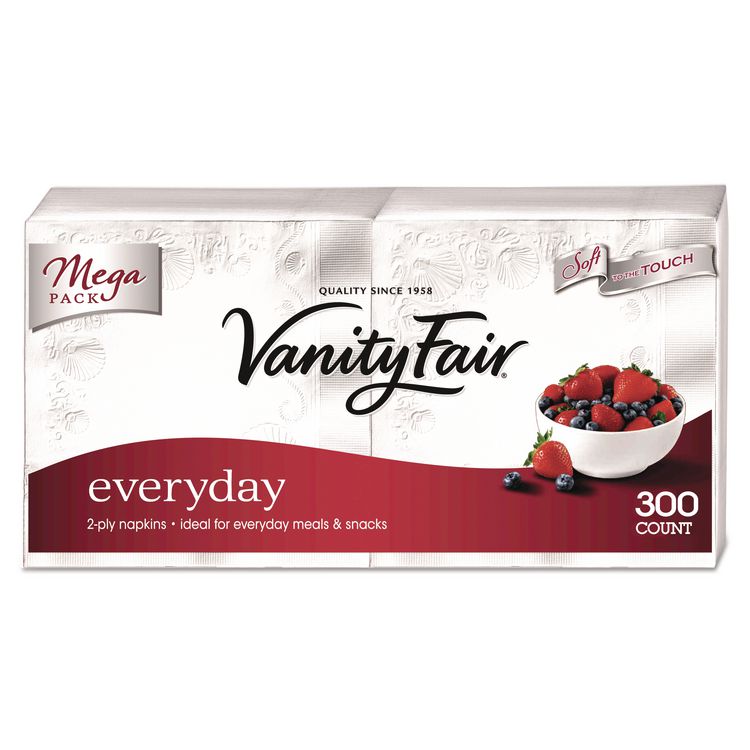 Vanity Fair Everyday Dinner Napkins, 2-Ply, White, 300/pack