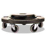 Brute Round Twist On/Off Dolly, 250 lb Capacity, 18" dia x 6.63"h, Fits 20 to 55 Gallon BRUTE Containers, Black