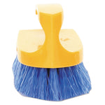 Iron-Shaped Handle Scrub Brush, Blue Polypropylene Bristles, 6" Brush, 6" Yellow Plastic Handle
