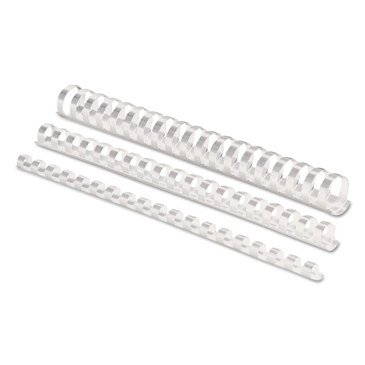 Plastic Comb Bindings, 1/2" Diameter, 90 Sheet Capacity, White, 100/Pack