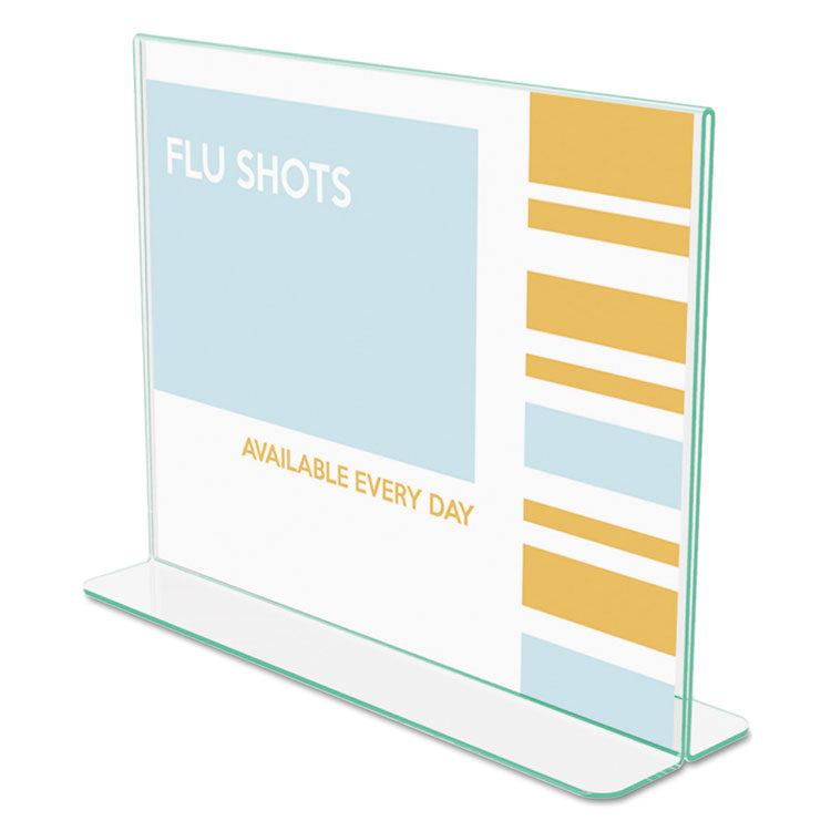 Superior Image Premium Green Edge Sign Holders, 11 x 8.5 Insert, Clear/Green