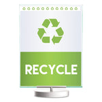 Superior Image Swivel Sign Holder w/Green Edge, 8.5 x 11 Insert, Silver Base