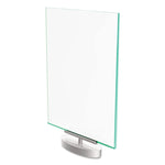 Superior Image Swivel Sign Holder w/Green Edge, 8.5 x 11 Insert, Silver Base