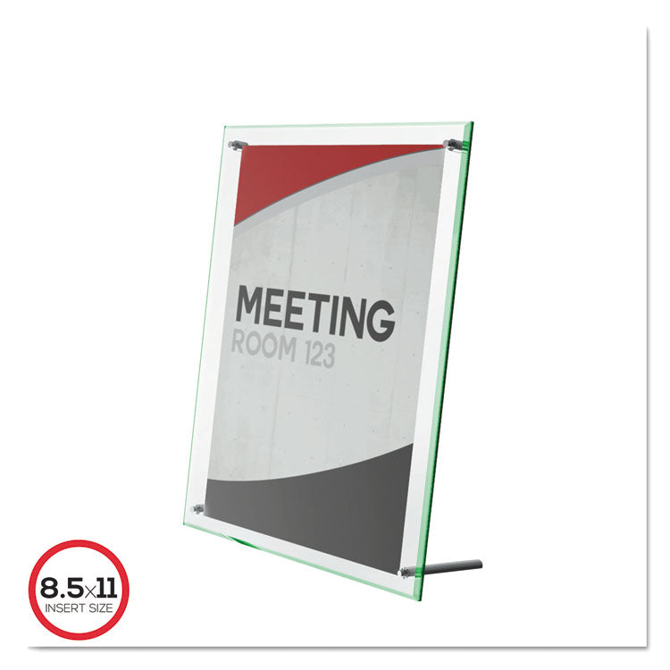 Superior Image Beveled Edge Sign Holder, Letter Insert, Clear/green-Tinted Edges